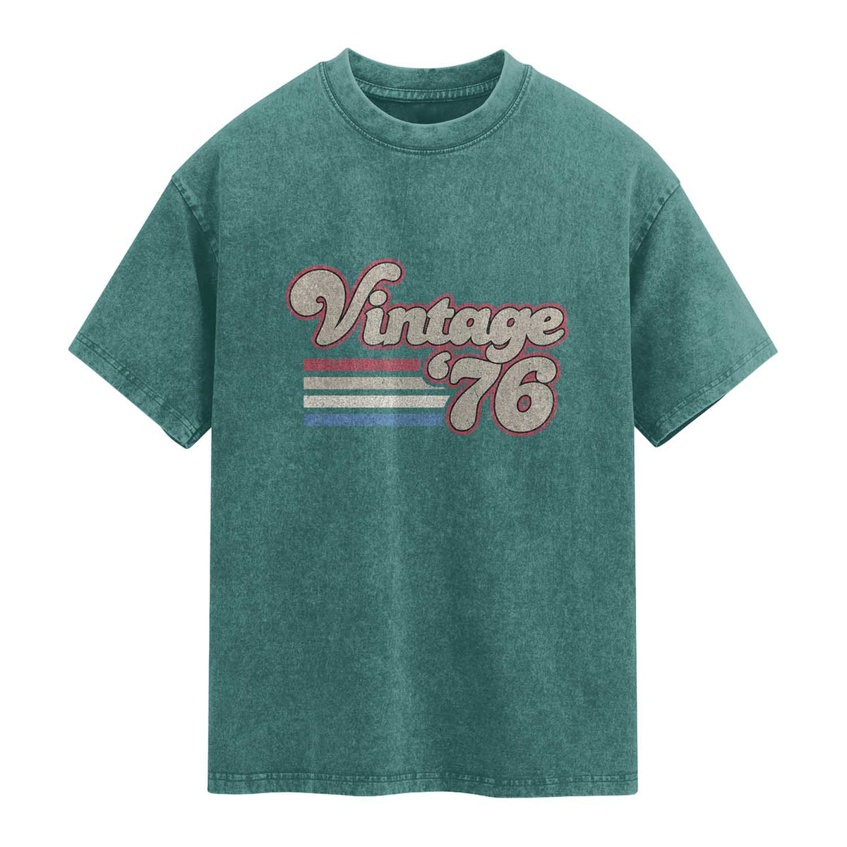 Vintage 50th Birthday Washed Cotton T-Shirt Retro 1976 50 Year Old Stripes