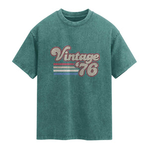 Vintage 50th Birthday Washed Cotton T-Shirt Retro 1976 50 Year Old Stripes