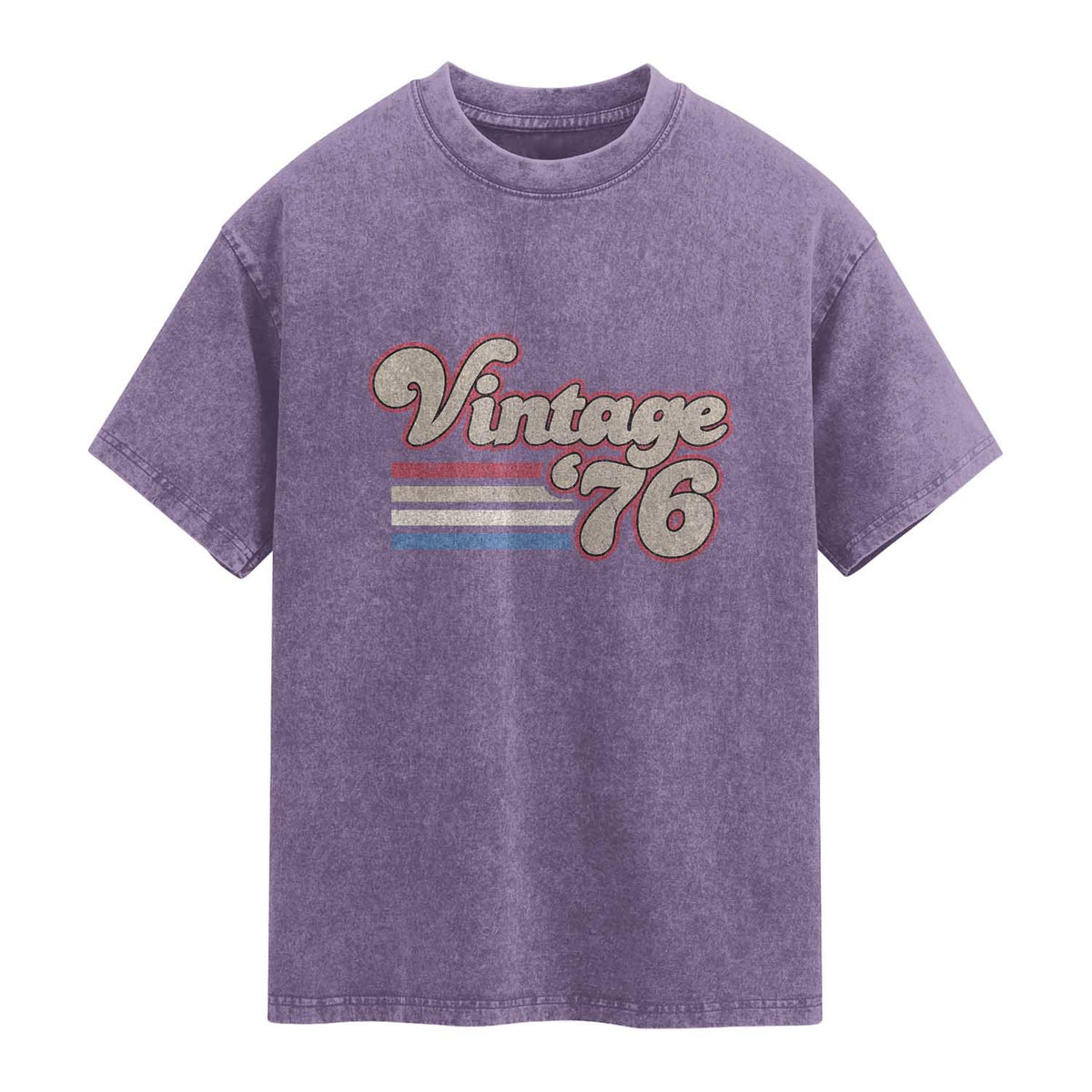Vintage 50th Birthday Washed Cotton T-Shirt Retro 1976 50 Year Old Stripes