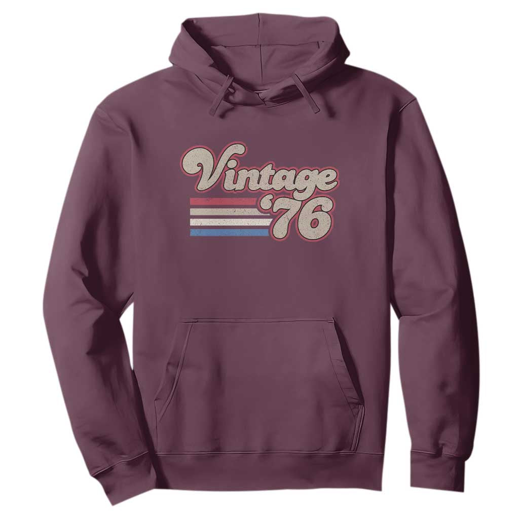 Vintage 50th Birthday Hoodie Retro 1976 50 Year Old Stripes TS10 Maroon Print Your Wear