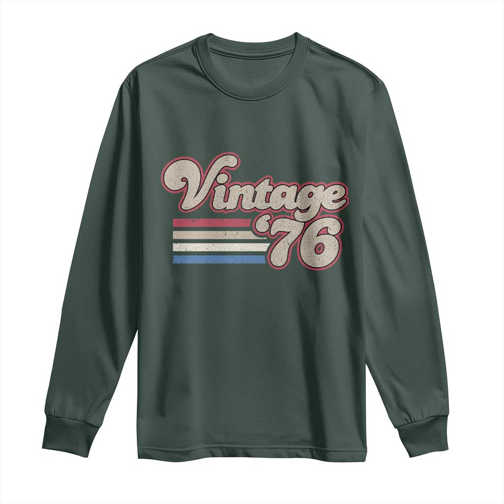 Vintage 50th Birthday Long Sleeve Shirt Retro 1976 50 Year Old Stripes TS10 Dark Forest Green Print Your Wear