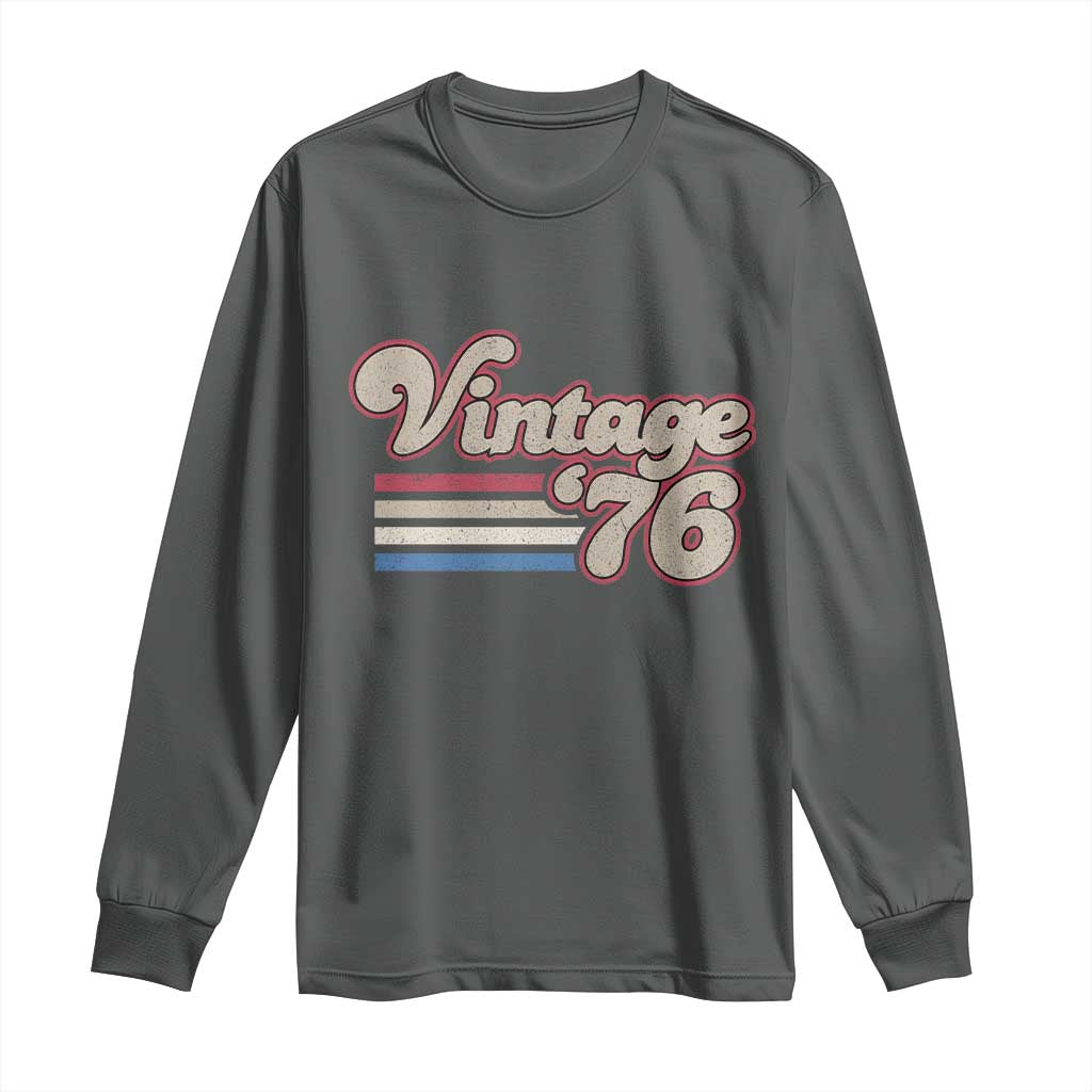 Vintage 50th Birthday Long Sleeve Shirt Retro 1976 50 Year Old Stripes TS10 Dark Heather Print Your Wear