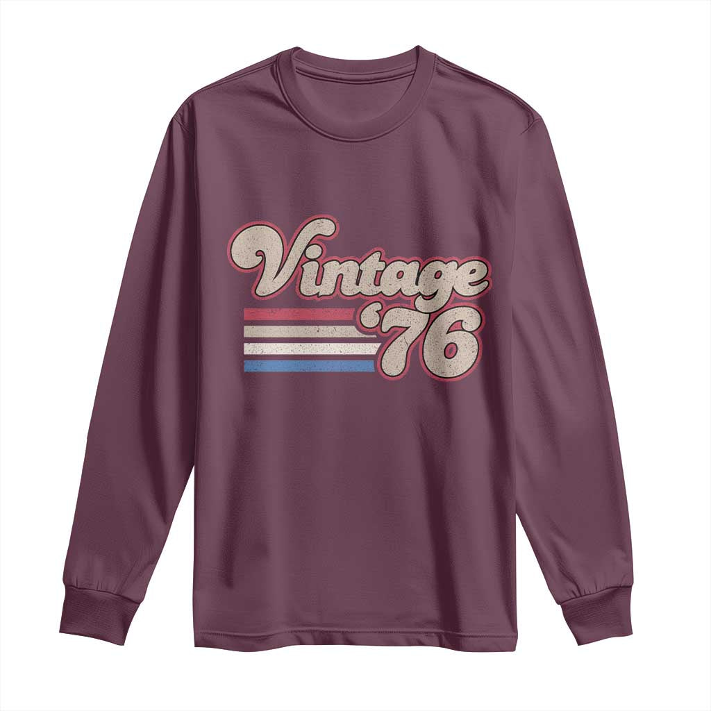 Vintage 50th Birthday Long Sleeve Shirt Retro 1976 50 Year Old Stripes TS10 Maroon Print Your Wear