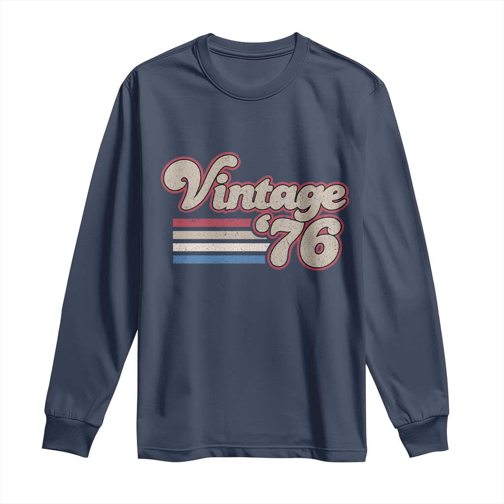 Vintage 50th Birthday Long Sleeve Shirt Retro 1976 50 Year Old Stripes TS10 Navy Print Your Wear