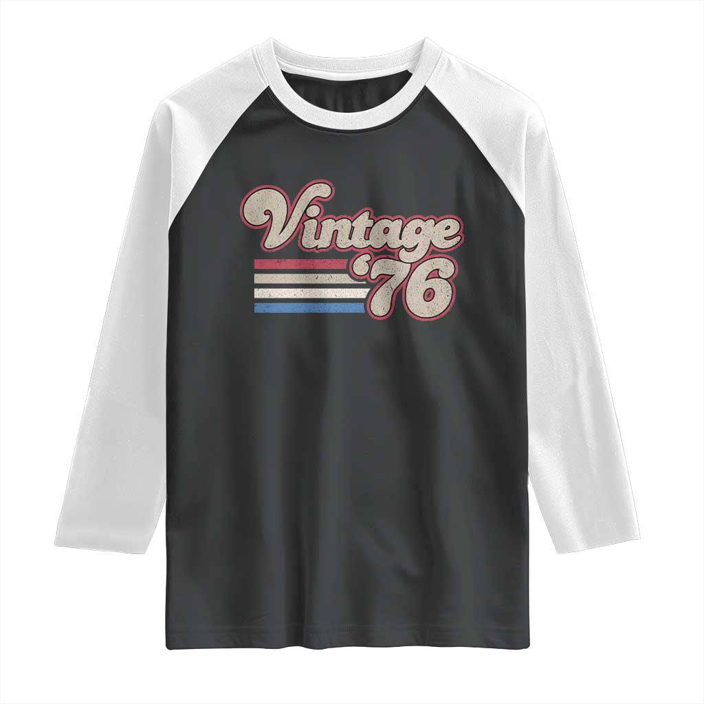 Vintage 50th Birthday Raglan Shirt Retro 1976 50 Year Old Stripes TS10 Black White Print Your Wear