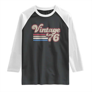 Vintage 50th Birthday Raglan Shirt Retro 1976 50 Year Old Stripes TS10 Black White Print Your Wear