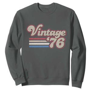 Vintage 50th Birthday Sweatshirt Retro 1976 50 Year Old Stripes TS10 Dark Heather Print Your Wear