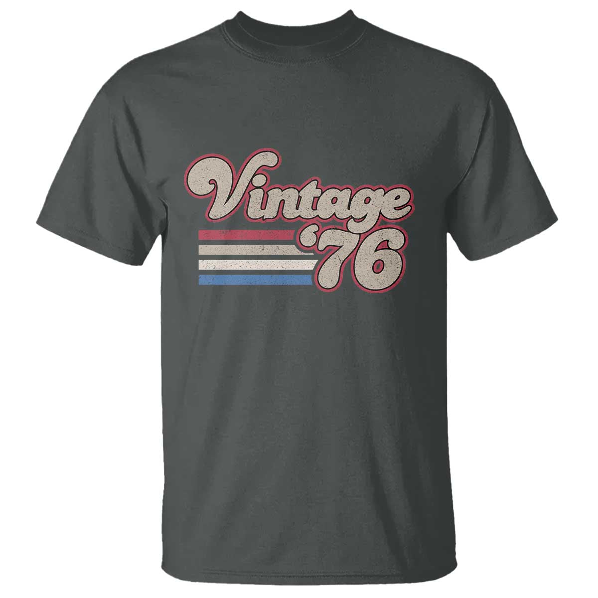 Vintage 50th Birthday T Shirt Retro 1976 50 Year Old Stripes TS10 Dark Heather Print Your Wear