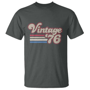 Vintage 50th Birthday T Shirt Retro 1976 50 Year Old Stripes TS10 Dark Heather Print Your Wear