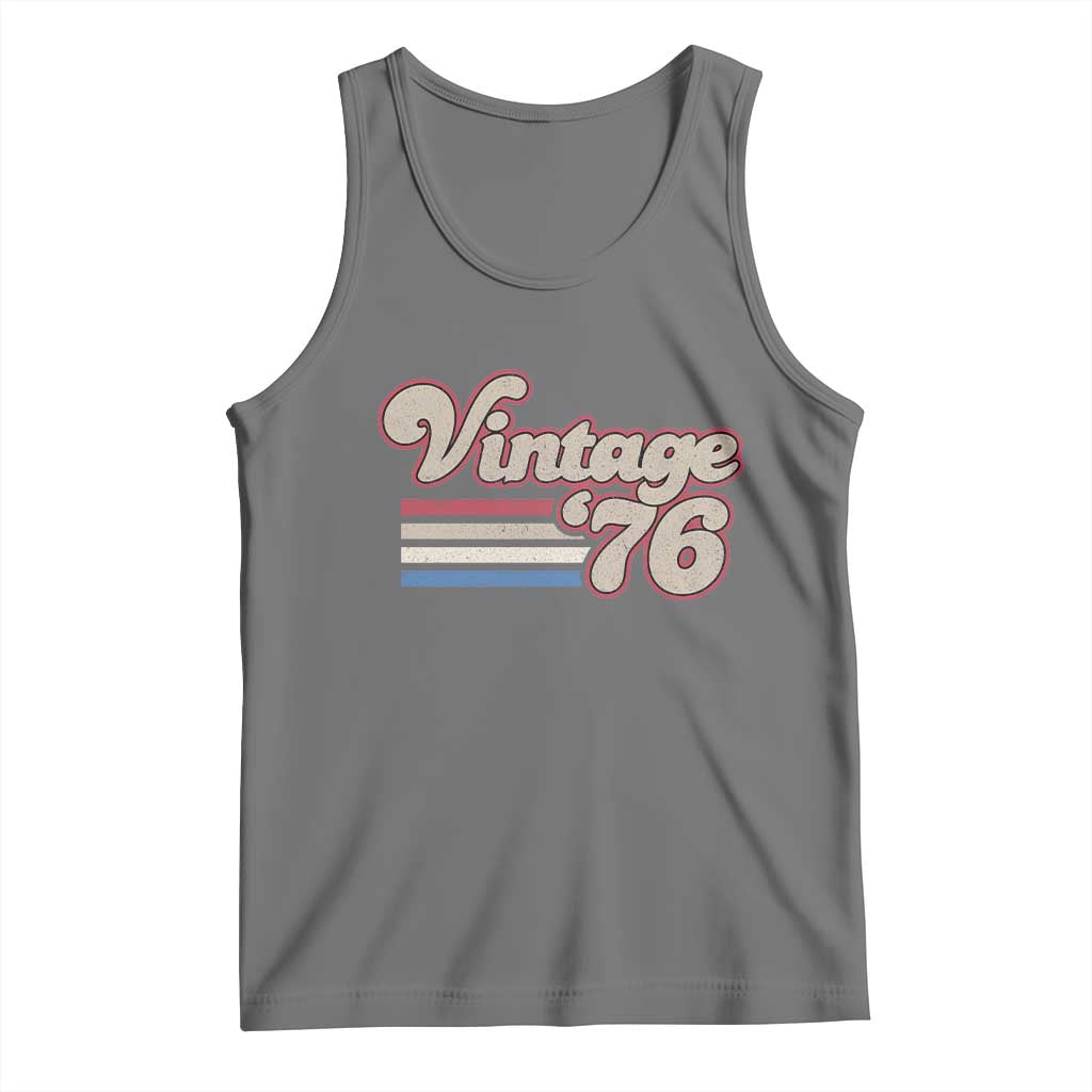 Vintage 50th Birthday Tank Top Retro 1976 50 Year Old Stripes TS10 Black Heather Print Your Wear