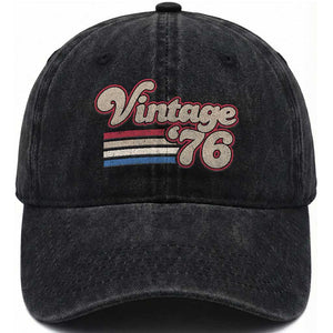 Vintage 50th Birthday Washed Cotton Baseball Cap Retro 1976 50 Year Old Stripes TS10 Print Your Wear