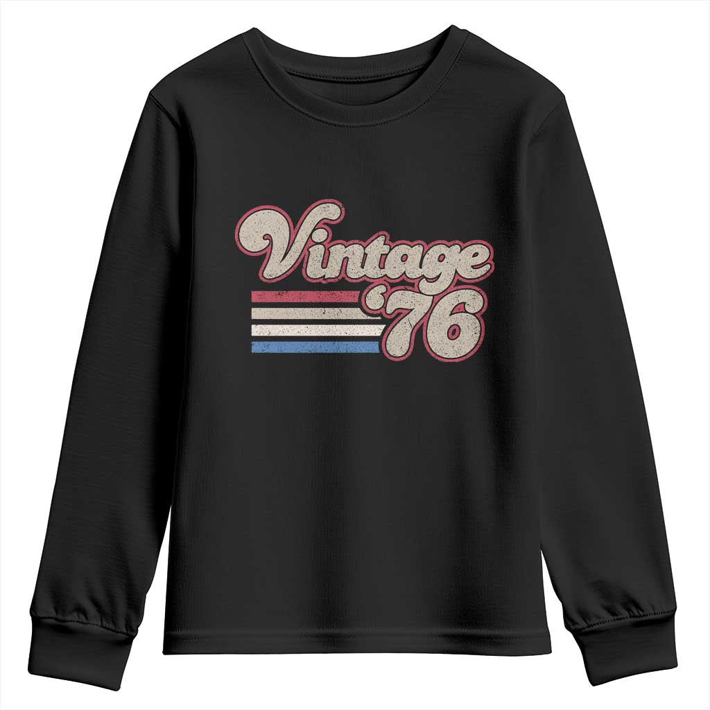 Vintage 50th Birthday Youth Sweatshirt Retro 1976 50 Year Old Stripes TS10 Black Print Your Wear