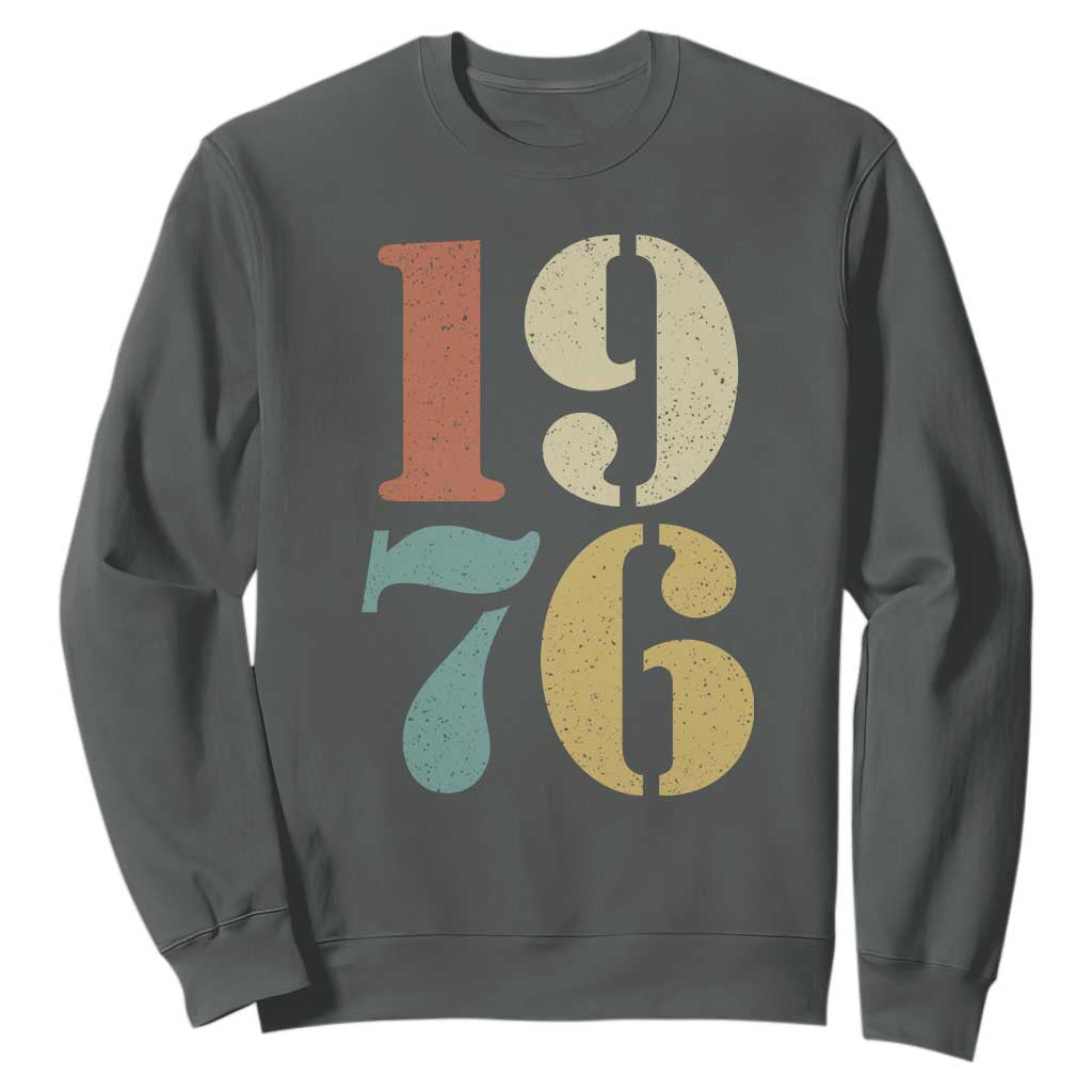 50th Birthday Sweatshirt Retro Vintage 1976 50 Year Old Gifts TS10 Dark Heather Print Your Wear