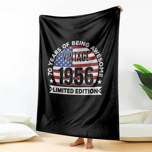 70th Birthday Throw Blanket Vintage 1956 70 Year Old Birthday American Flag TS10 Print Your Wear