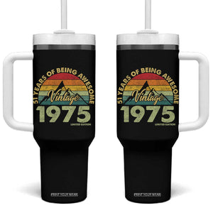 51th Birthday Tumbler With Handle Vintage 1975 Limited Edition 51 Years Old Gift TS10 One Size: 40 oz Black Print Your Wear