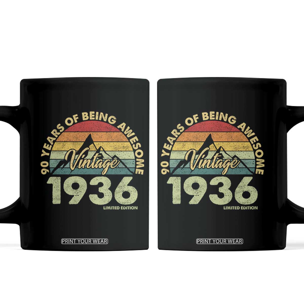 90th Birthday Coffee Mug Vintage 1936 Limited Edition 90 Year Old Gift TS10 Black Print Your Wear