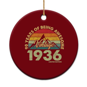 90th Birthday Ceramic Ornament Vintage 1936 Limited Edition 90 Year Old Gift TS10 1pc Red Print Your Wear