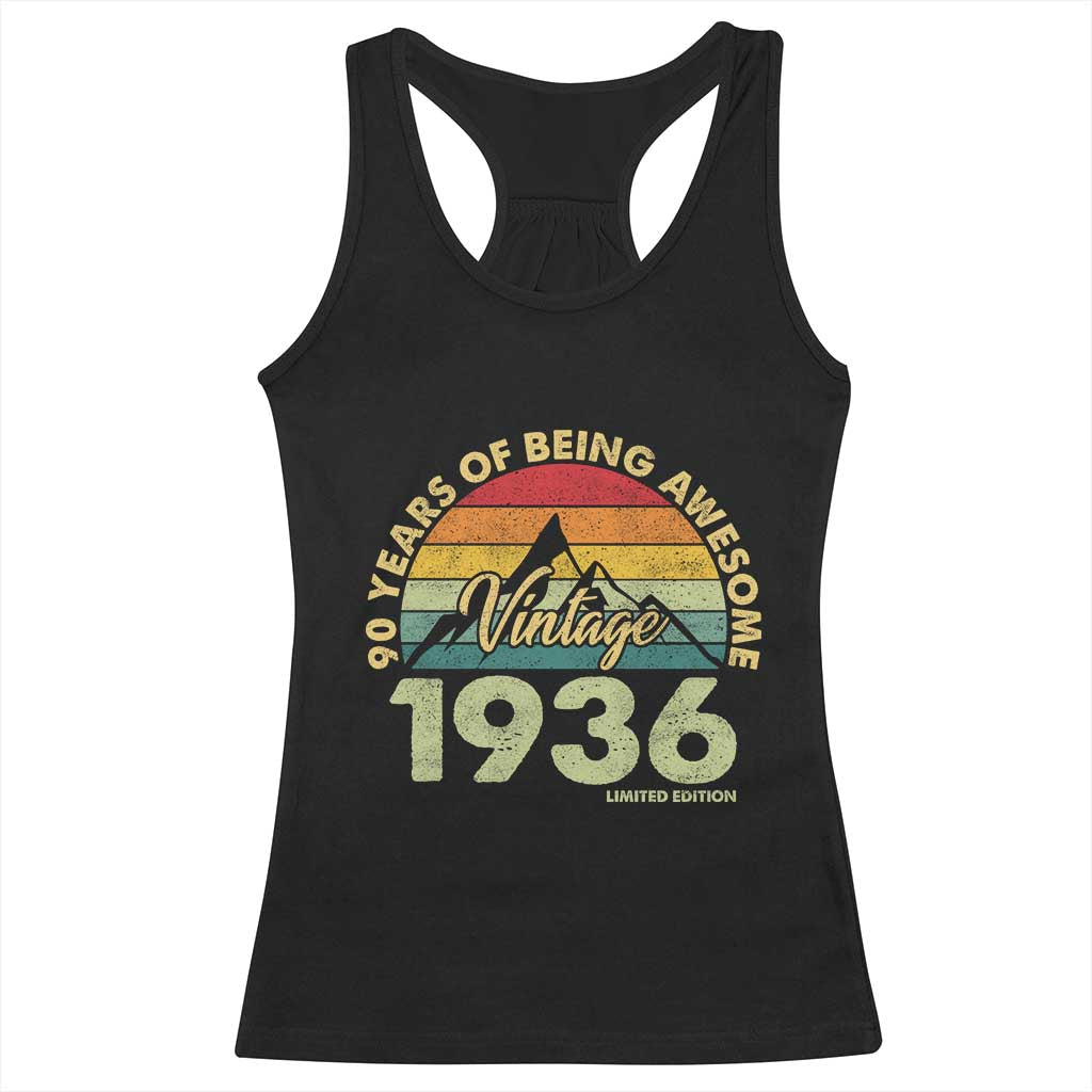 90th Birthday Racerback Tank Top Vintage 1936 Limited Edition 90 Year Old Gift TS10 Black Print Your Wear
