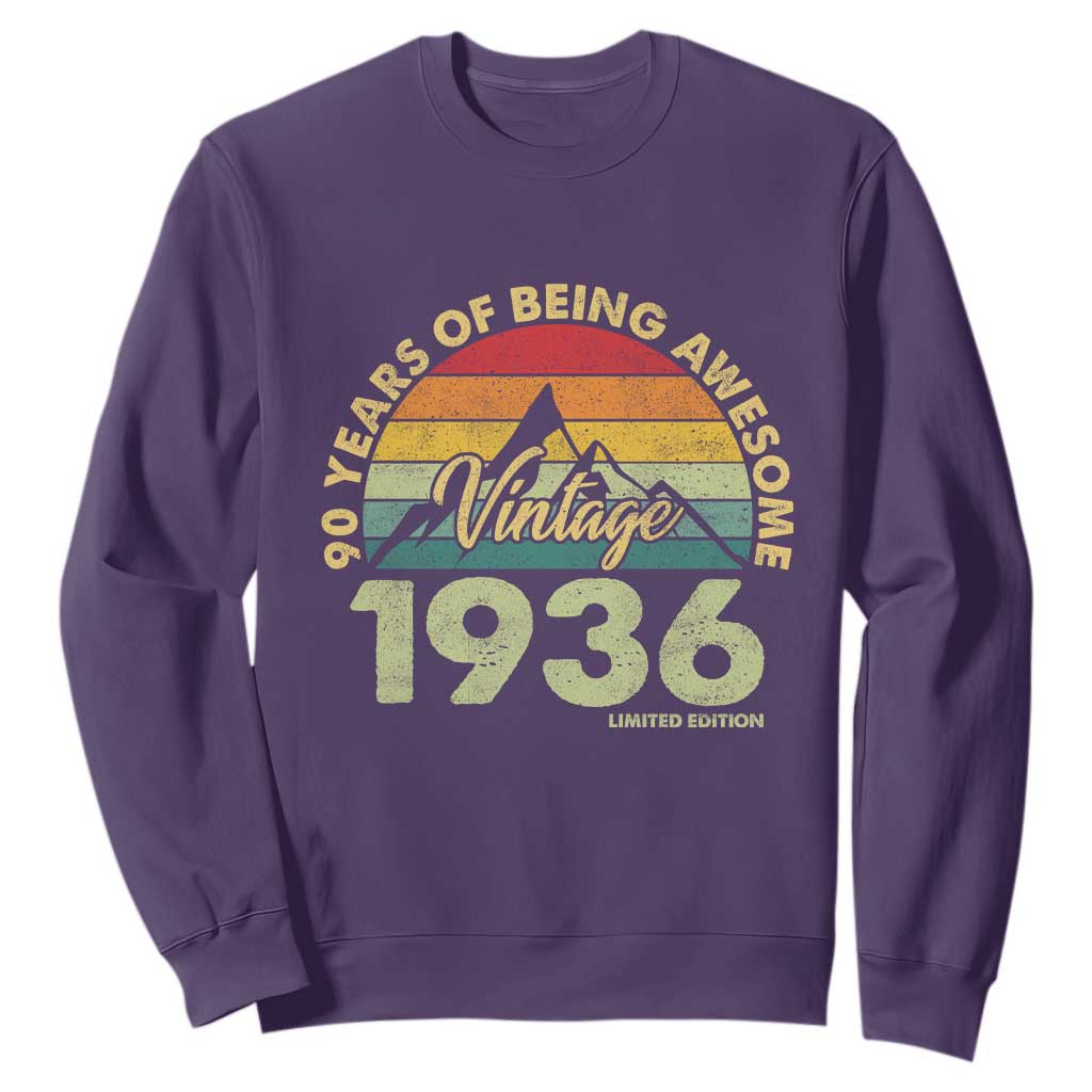 90th Birthday Sweatshirt Vintage 1936 Limited Edition 90 Year Old Gift TS10 Purple Print Your Wear