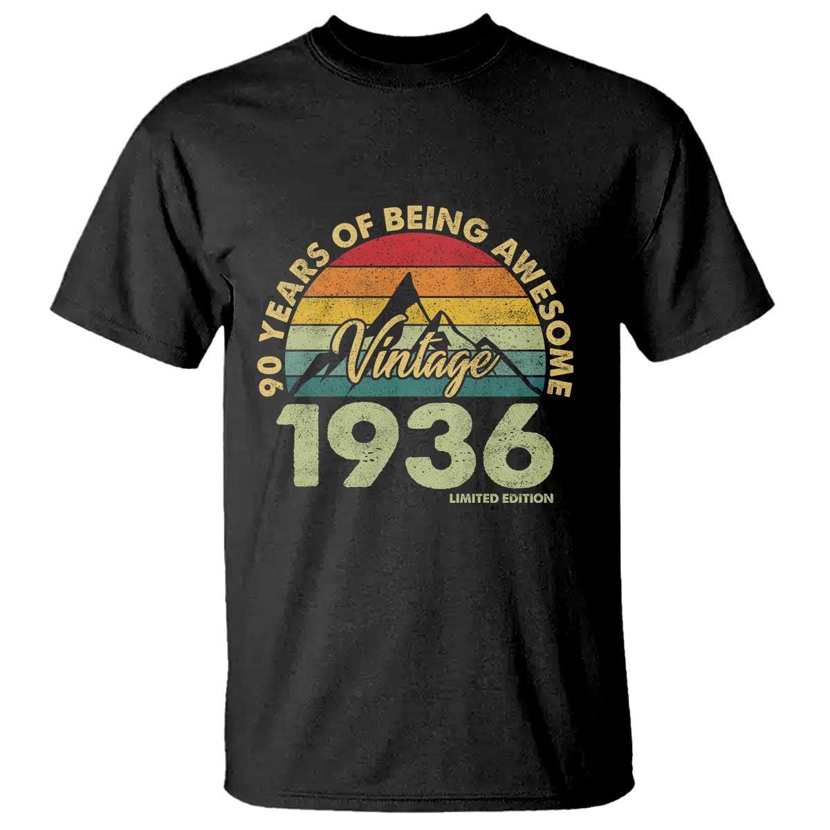 90th Birthday T Shirt Vintage 1936 Limited Edition 90 Year Old Gift TS10 Black Print Your Wear