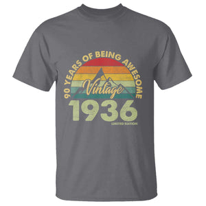 90th Birthday T Shirt Vintage 1936 Limited Edition 90 Year Old Gift TS10 Charcoal Print Your Wear