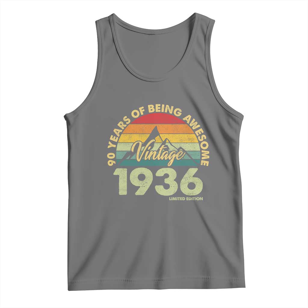 90th Birthday Tank Top Vintage 1936 Limited Edition 90 Year Old Gift TS10 Black Heather Print Your Wear