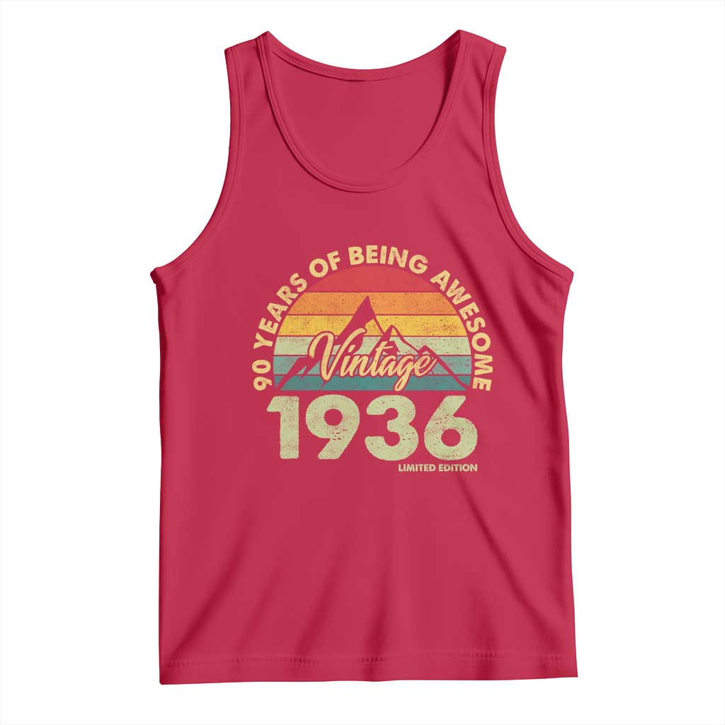 90th Birthday Tank Top Vintage 1936 Limited Edition 90 Year Old Gift TS10 Red Print Your Wear