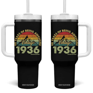 90th Birthday Tumbler With Handle Vintage 1936 Limited Edition 90 Year Old Gift TS10 One Size: 40 oz Black Print Your Wear