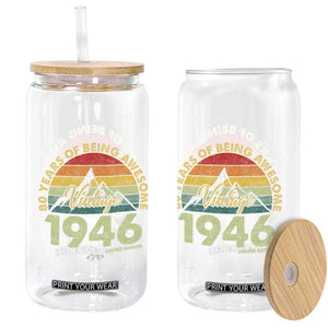 80th Birthday Glass Can Vintage 1946 Limited Edition 80 Year Old Gift TS10 Print Your Wear