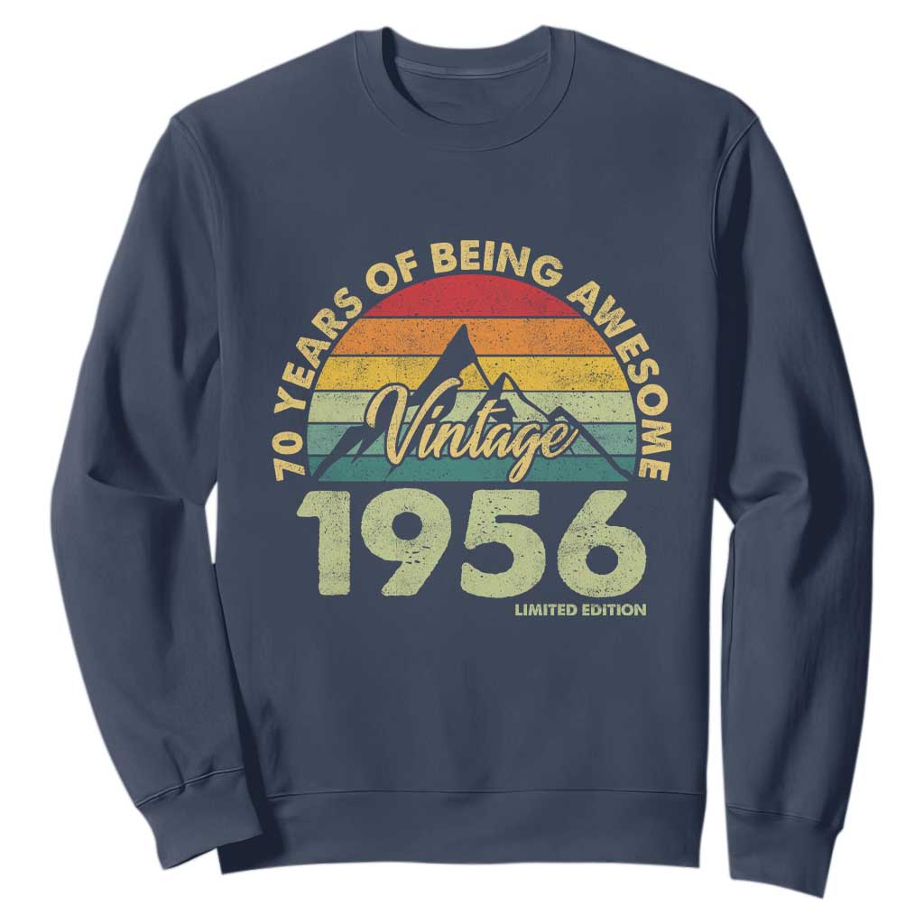 70th Birthday Sweatshirt Vintage 1956 Limited Edition 70 Year Old Gift TS10 Navy Print Your Wear