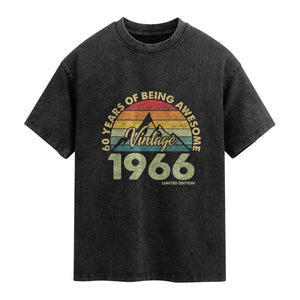 60th Birthday Washed Cotton T-Shirt Vintage 1966 Limited Edition 60 Year Old Gift