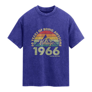60th Birthday Washed Cotton T-Shirt Vintage 1966 Limited Edition 60 Year Old Gift
