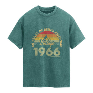 60th Birthday Washed Cotton T-Shirt Vintage 1966 Limited Edition 60 Year Old Gift