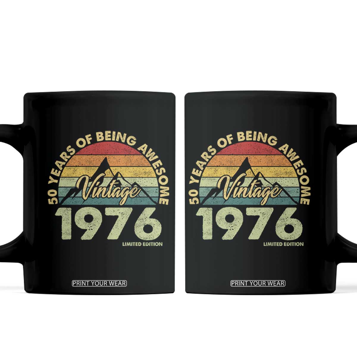 50th Birthday Coffee Mug Vintage 1976 Limited Edition 50 Year Old Gift TS10 Black Print Your Wear