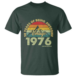 50th Birthday T Shirt - Vintage 1976 Limited Edition 50 Year Old Gift TS10 Dark Forest Green Print Your Wear