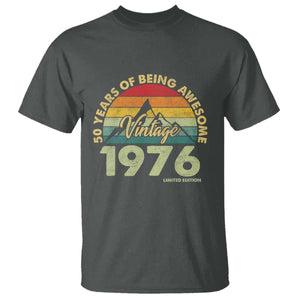 50th Birthday T Shirt - Vintage 1976 Limited Edition 50 Year Old Gift TS10 Dark Heather Print Your Wear