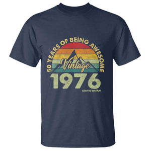 50th Birthday T Shirt - Vintage 1976 Limited Edition 50 Year Old Gift TS10 Navy Print Your Wear