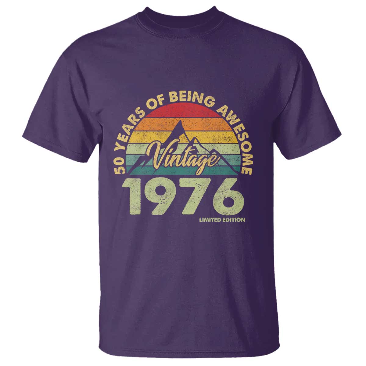 50th Birthday T Shirt - Vintage 1976 Limited Edition 50 Year Old Gift TS10 Purple Print Your Wear