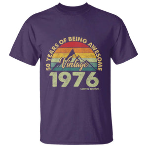 50th Birthday T Shirt - Vintage 1976 Limited Edition 50 Year Old Gift TS10 Purple Print Your Wear