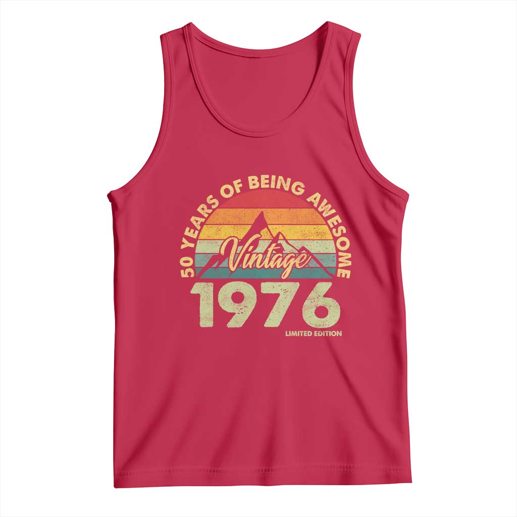 50th Birthday Tank Top Vintage 1976 Limited Edition 50 Year Old Gift TS10 Red Print Your Wear