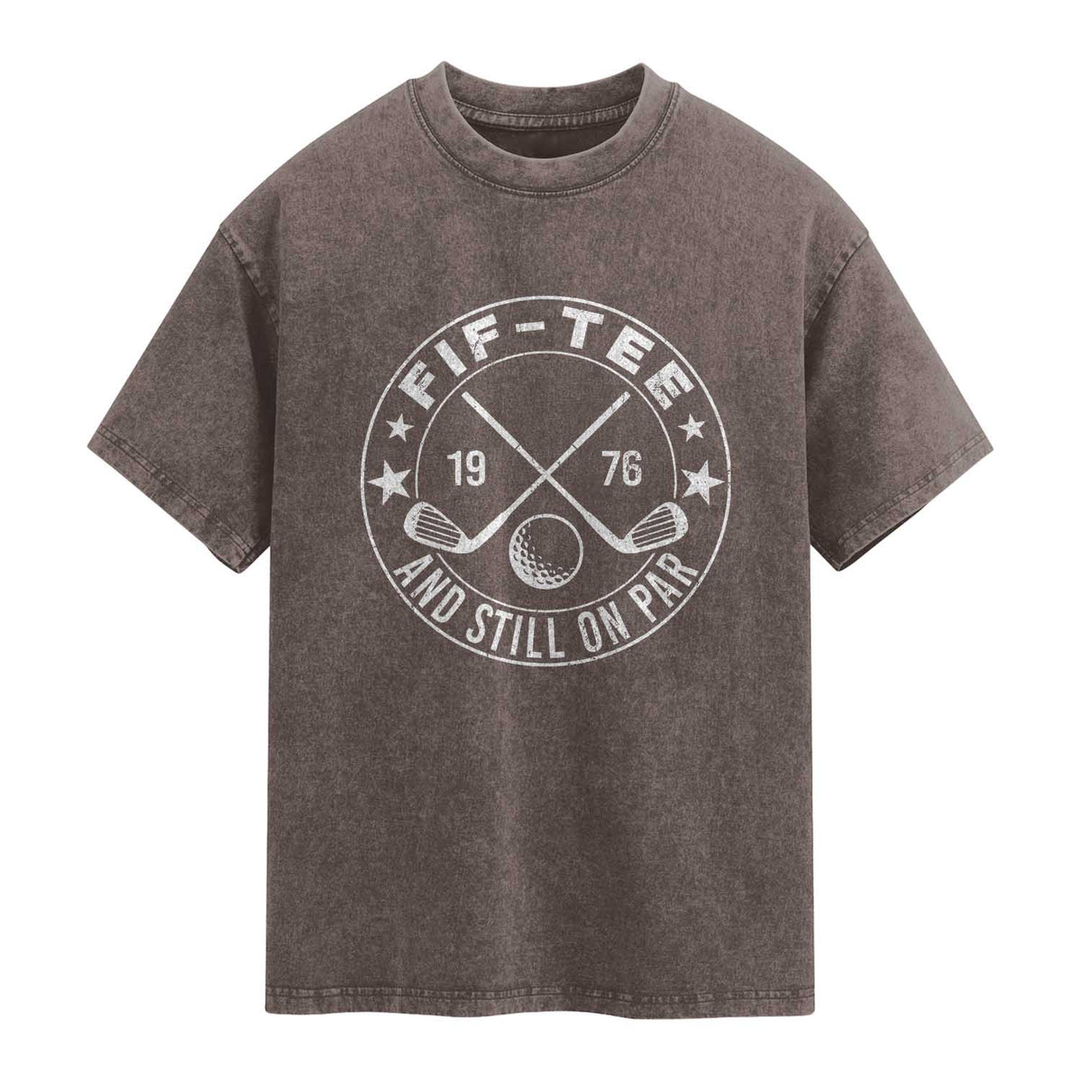 50th Birthday Golf Washed Cotton T-Shirt Vintage 1976 Fif Tee And Still On Par Golf Lover Gift