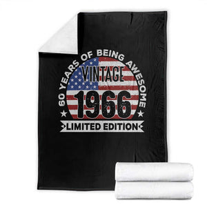 60th Birthday Throw Blanket Vintage 1966 60 Year Old Birthday American Flag TS10 Black Print Your Wear