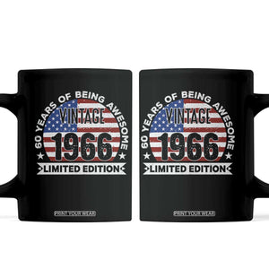 60th Birthday Coffee Mug Vintage 1966 60 Year Old Birthday American Flag TS10 Black Print Your Wear