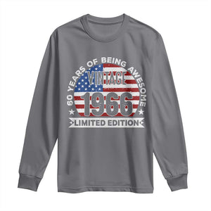 60th Birthday Long Sleeve Shirt Vintage 1966 60 Year Old Birthday American Flag TS10 Charcoal Print Your Wear
