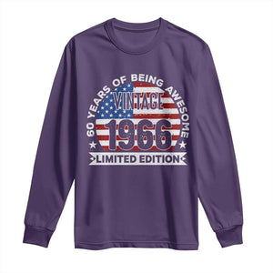 60th Birthday Long Sleeve Shirt Vintage 1966 60 Year Old Birthday American Flag TS10 Purple Print Your Wear