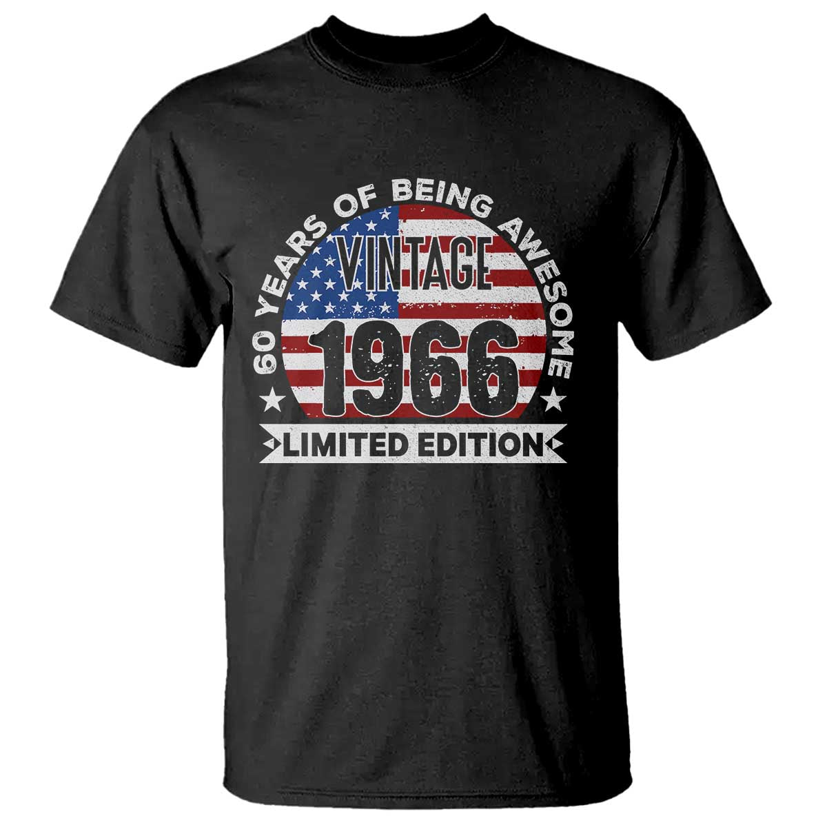 60th Birthday T Shirt Vintage 1966 60 Year Old Birthday American Flag TS10 Black Print Your Wear