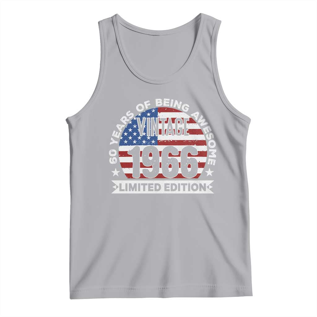 60th Birthday Tank Top Vintage 1966 60 Year Old Birthday American Flag TS10 Athletic Heather Print Your Wear