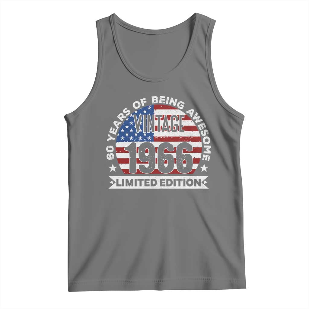 60th Birthday Tank Top Vintage 1966 60 Year Old Birthday American Flag TS10 Black Heather Print Your Wear