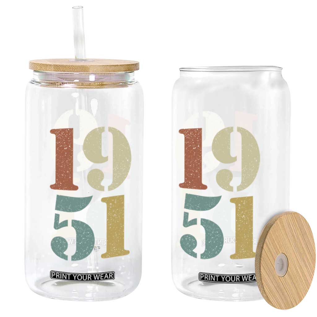 75th Birthday Glass Can Classic Retro 1951 70 Year Old Gifts TS10 Print Your Wear