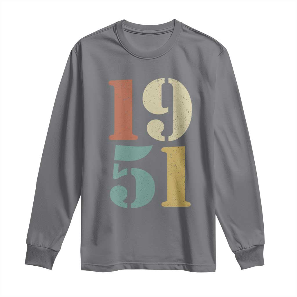 75th Birthday Long Sleeve Shirt Classic Retro 1951 70 Year Old Gifts TS10 Charcoal Print Your Wear